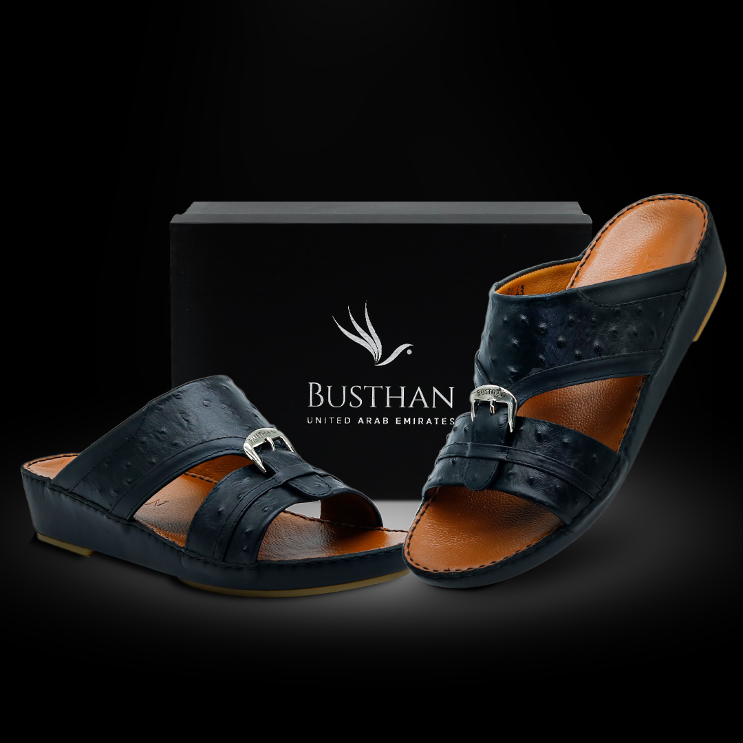 Busthan-01-[H1]-OSTRICH-Pattern-Black-Tan-Gents-Sandal-40
